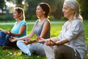 women meditating
