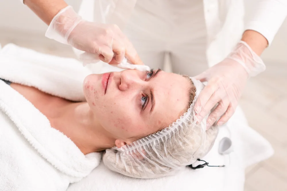 woman getting a facial at a med spa