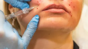 Woman getting facial fillers in Los Angeles