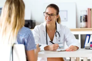 woman talking to her gynecologist about vaginal loosening